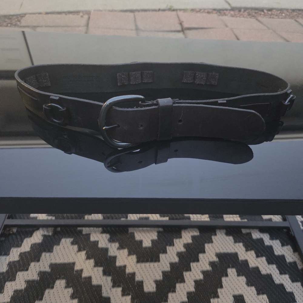 Denim & Supply By Ralph Lauren Black Leather Utility Belt with Buckle XS.